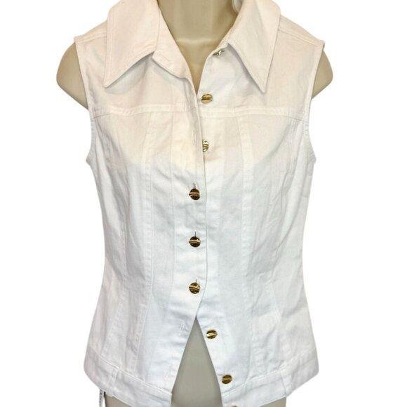 Matthew Bruch White Collared Button Down Vest NWT - Size 2 - Picture 2 of 8